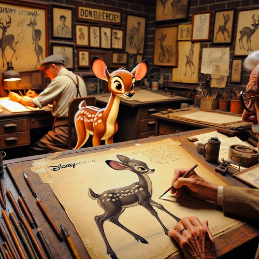 Disney 1942: художники малюють оленятко - історичний момент