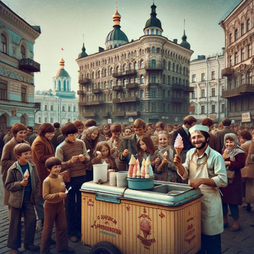 Зображення продавців морозива Києва епохи 1970-х